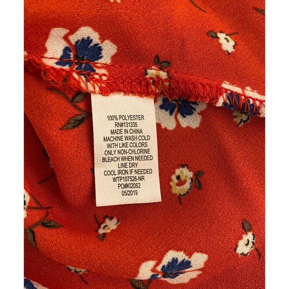 Socialite Peplum Top Women‎ XS Red Floral Elastic Waist Date Night Fall Festival - Picture 16 of 16